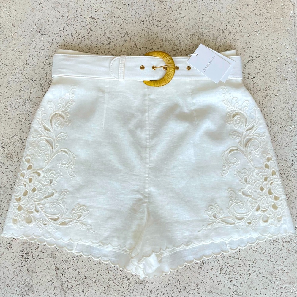 ZIMMERMANN 🍦🌴 PEGGY Shorts. White embroidered shorts. US 10. NEW with tag. - Picture 2 of 10